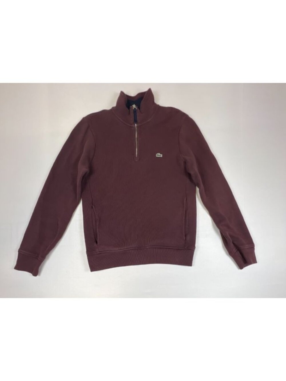 Lacoste Men’s Small FR 3 Burgundy Quarter Zip Pullover Sweater Cotton Logo